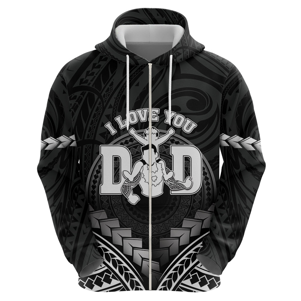 Personalised Happy Father's Day Zip Hoodie I Love You Dad Polynesian Style LT05 - Polynesian Pride