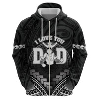 Personalised Happy Father's Day Zip Hoodie I Love You Dad Polynesian Style LT05 - Polynesian Pride