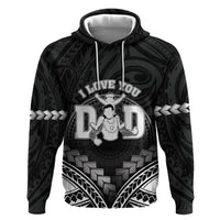 Personalised Happy Father's Day Zip Hoodie I Love You Dad Polynesian Style LT05 Pullover Hoodie Black - Polynesian Pride