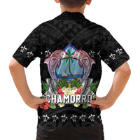 Guam Chamorro Family Matching Summer Maxi Dress and Hawaiian Shirt Tribal Latte Stone With Dolphins Black LT05 - Polynesian Pride