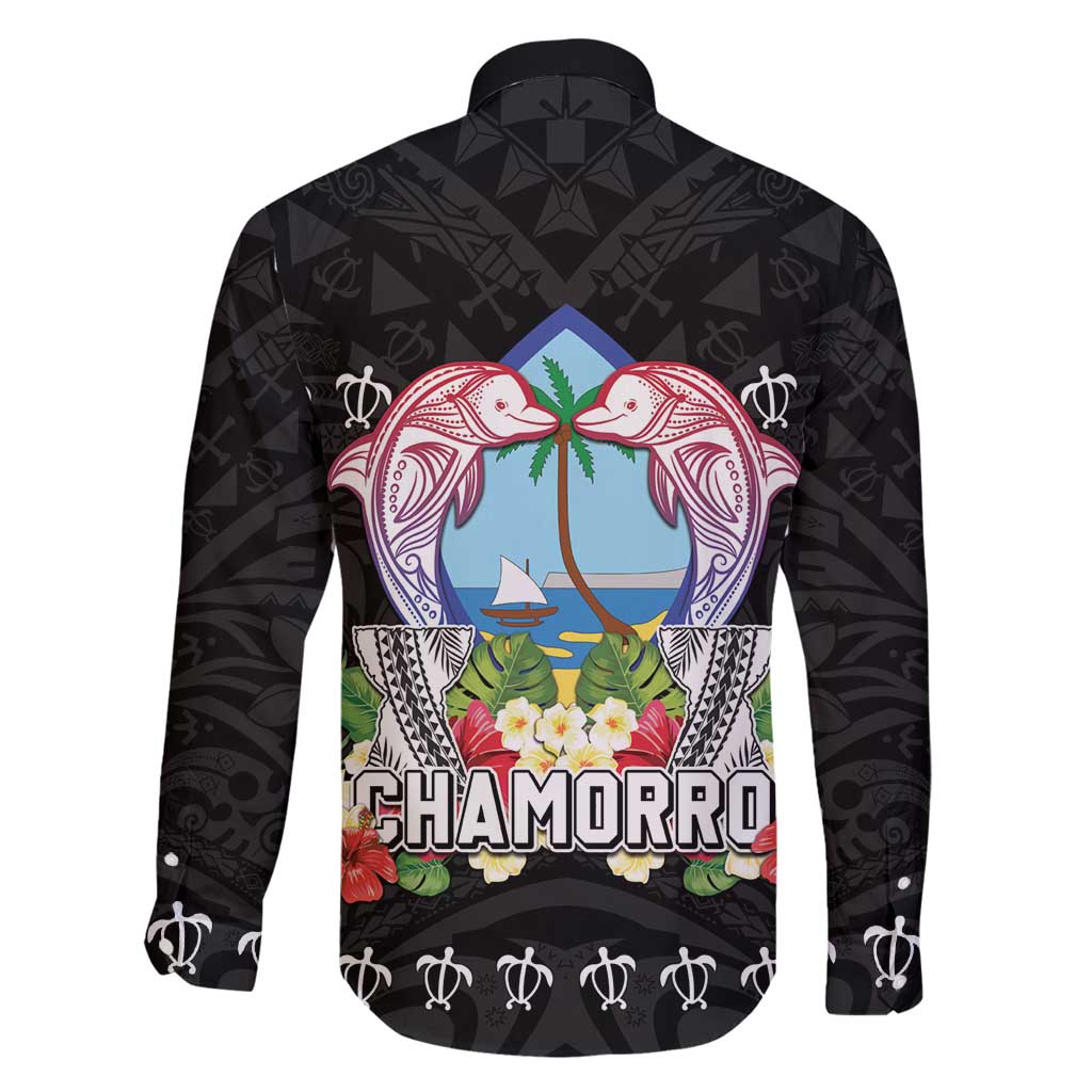 Guam Chamorro Family Matching Summer Maxi Dress and Hawaiian Shirt Tribal Latte Stone With Dolphins Black LT05 - Polynesian Pride
