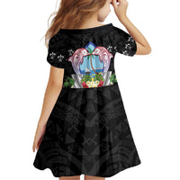 Guam Chamorro Family Matching Tank Maxi Dress and Hawaiian Shirt Tribal Latte Stone With Dolphins Black LT05 - Polynesian Pride
