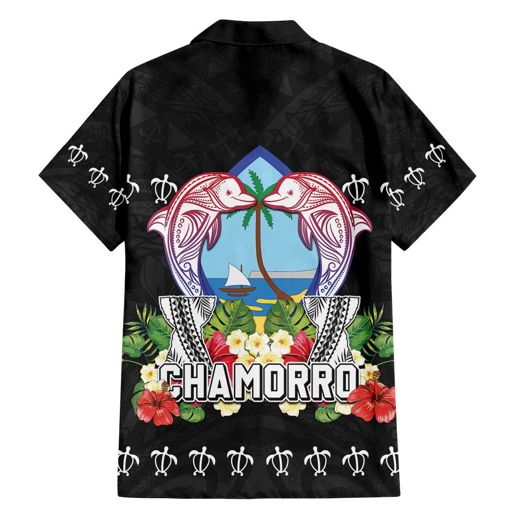 Guam Chamorro Family Matching Tank Maxi Dress and Hawaiian Shirt Tribal Latte Stone With Dolphins Black LT05 - Polynesian Pride
