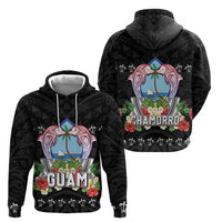 Guam Chamorro Hoodie Tribal Latte Stone With Dolphins Black LT05 - Polynesian Pride