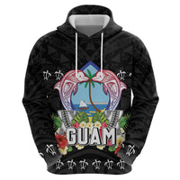 Guam Chamorro Hoodie Tribal Latte Stone With Dolphins Black LT05 - Polynesian Pride