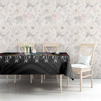 Guam Chamorro Tablecloth Tribal Latte Stone With Dolphins Black
