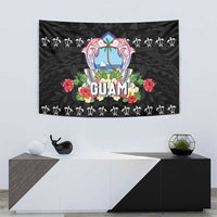 Guam Chamorro Tapestry Tribal Latte Stone With Dolphins Black