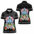 Guam Chamorro Women Polo Shirt Tribal Latte Stone With Dolphins Black