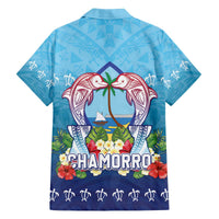 Guam Chamorro Family Matching Off The Shoulder Long Sleeve Dress and Hawaiian Shirt Tribal Latte Stone With Dolphins Blue LT05 - Polynesian Pride