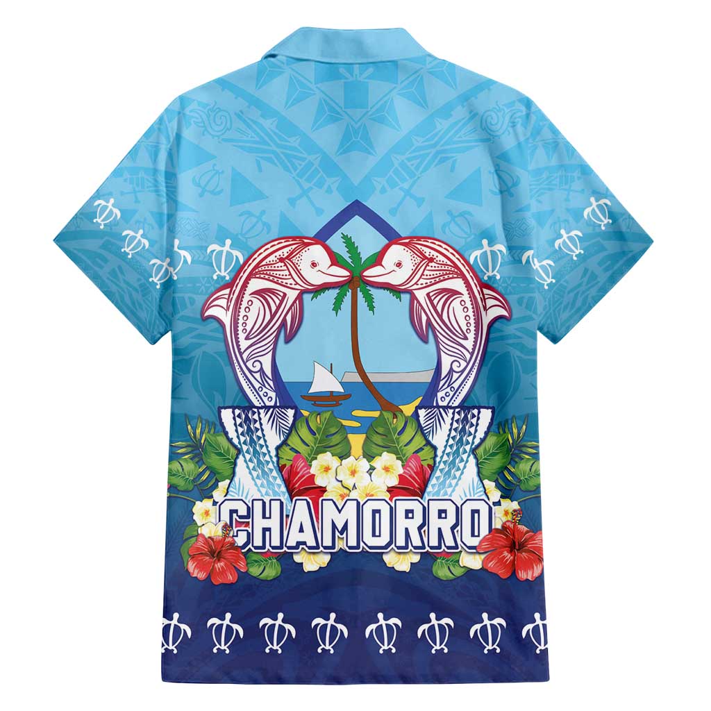 Guam Chamorro Family Matching Puletasi and Hawaiian Shirt Tribal Latte Stone With Dolphins Blue LT05 - Polynesian Pride