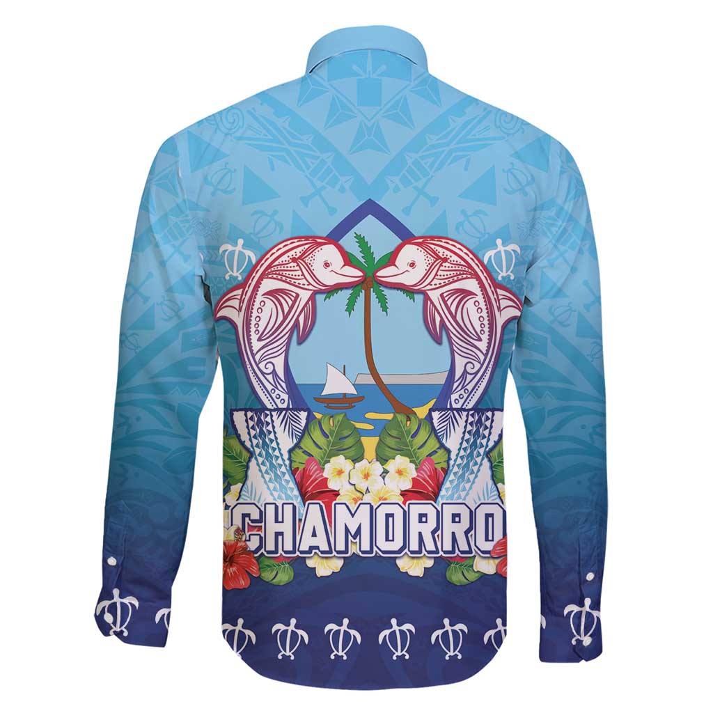 Guam Chamorro Family Matching Short Sleeve Bodycon Dress and Hawaiian Shirt Tribal Latte Stone With Dolphins Blue LT05 - Polynesian Pride