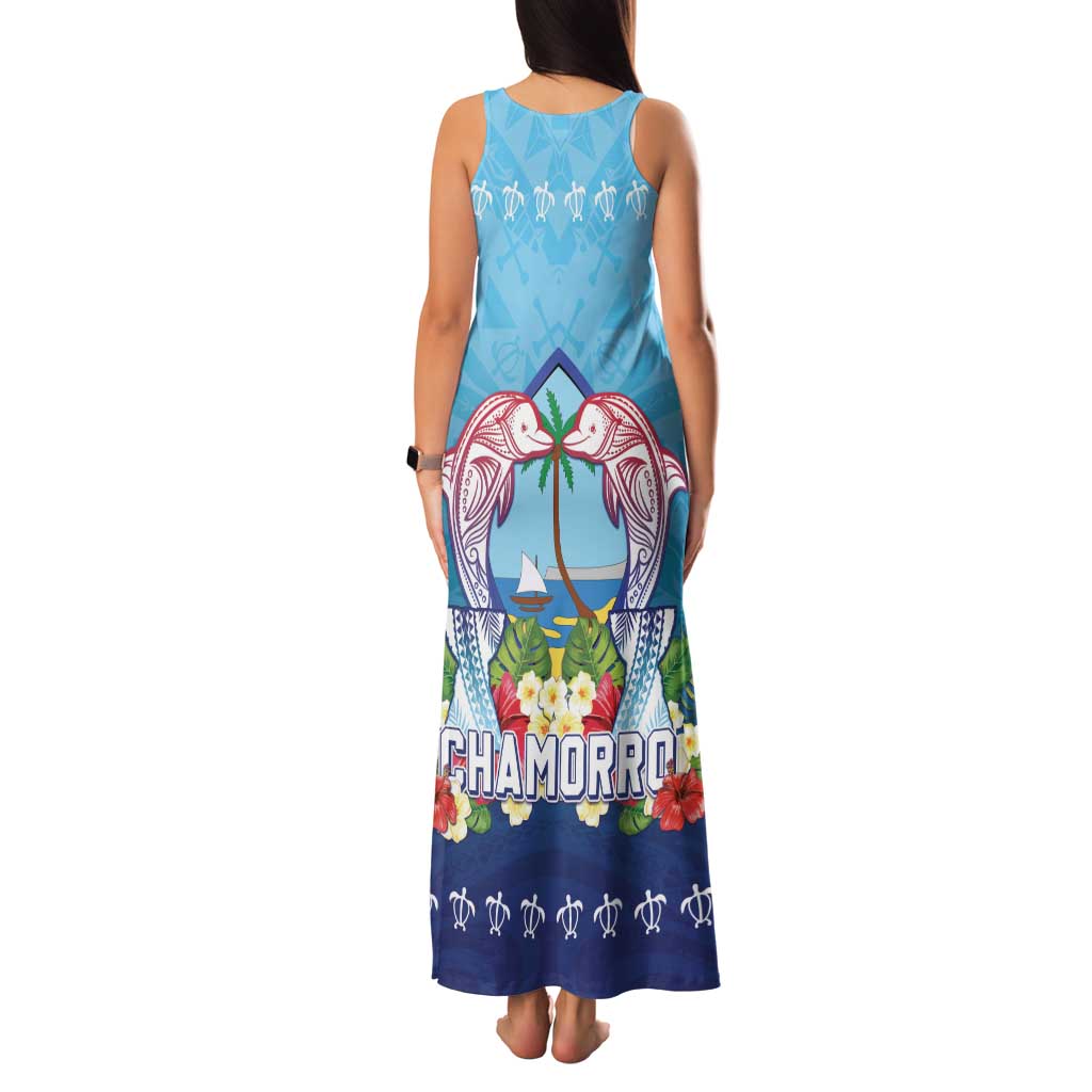 Guam Chamorro Family Matching Tank Maxi Dress and Hawaiian Shirt Tribal Latte Stone With Dolphins Blue LT05 - Polynesian Pride