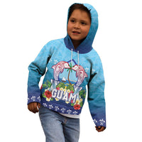 Guam Chamorro Kid Hoodie Tribal Latte Stone With Dolphins Blue LT05 - Polynesian Pride