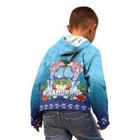 Guam Chamorro Kid Hoodie Tribal Latte Stone With Dolphins Blue LT05 - Polynesian Pride