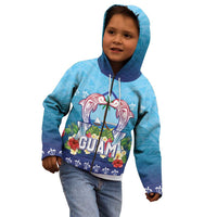 Guam Chamorro Kid Hoodie Tribal Latte Stone With Dolphins Blue LT05 - Polynesian Pride