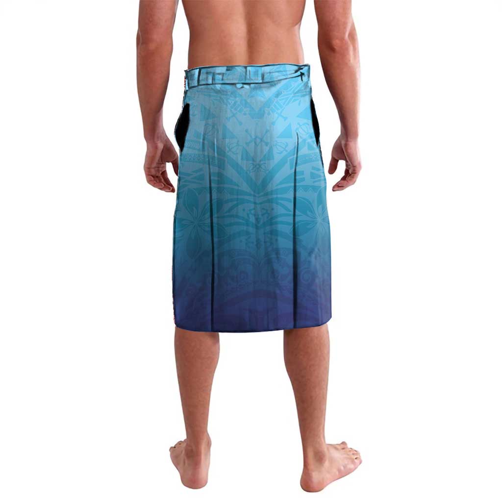 Guam Chamorro Lavalava Tribal Latte Stone With Dolphins Blue