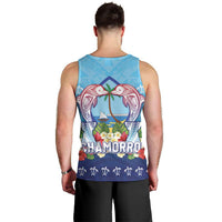 Guam Chamorro Men Tank Top Tribal Latte Stone With Dolphins Blue LT05 - Polynesian Pride