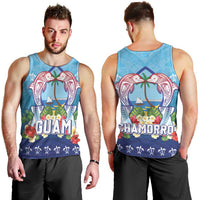 Guam Chamorro Men Tank Top Tribal Latte Stone With Dolphins Blue LT05 - Polynesian Pride