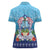 Guam Chamorro Women Polo Shirt Tribal Latte Stone With Dolphins Blue