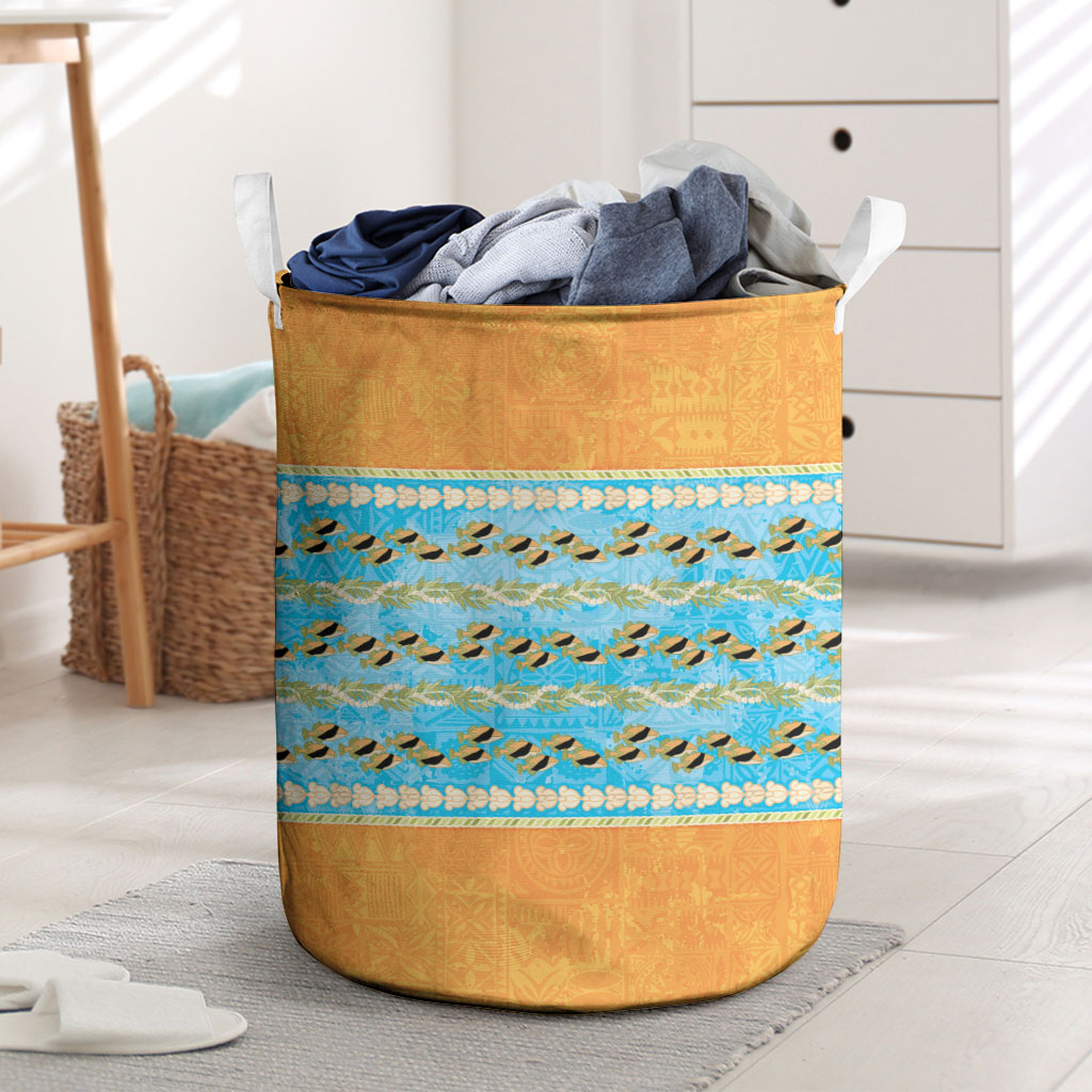 Hawaii Humuhumu Fish Maile Pikake Lei Laundry Basket Tribal Tapa Orange Version LT05 Orange - Polynesian Pride
