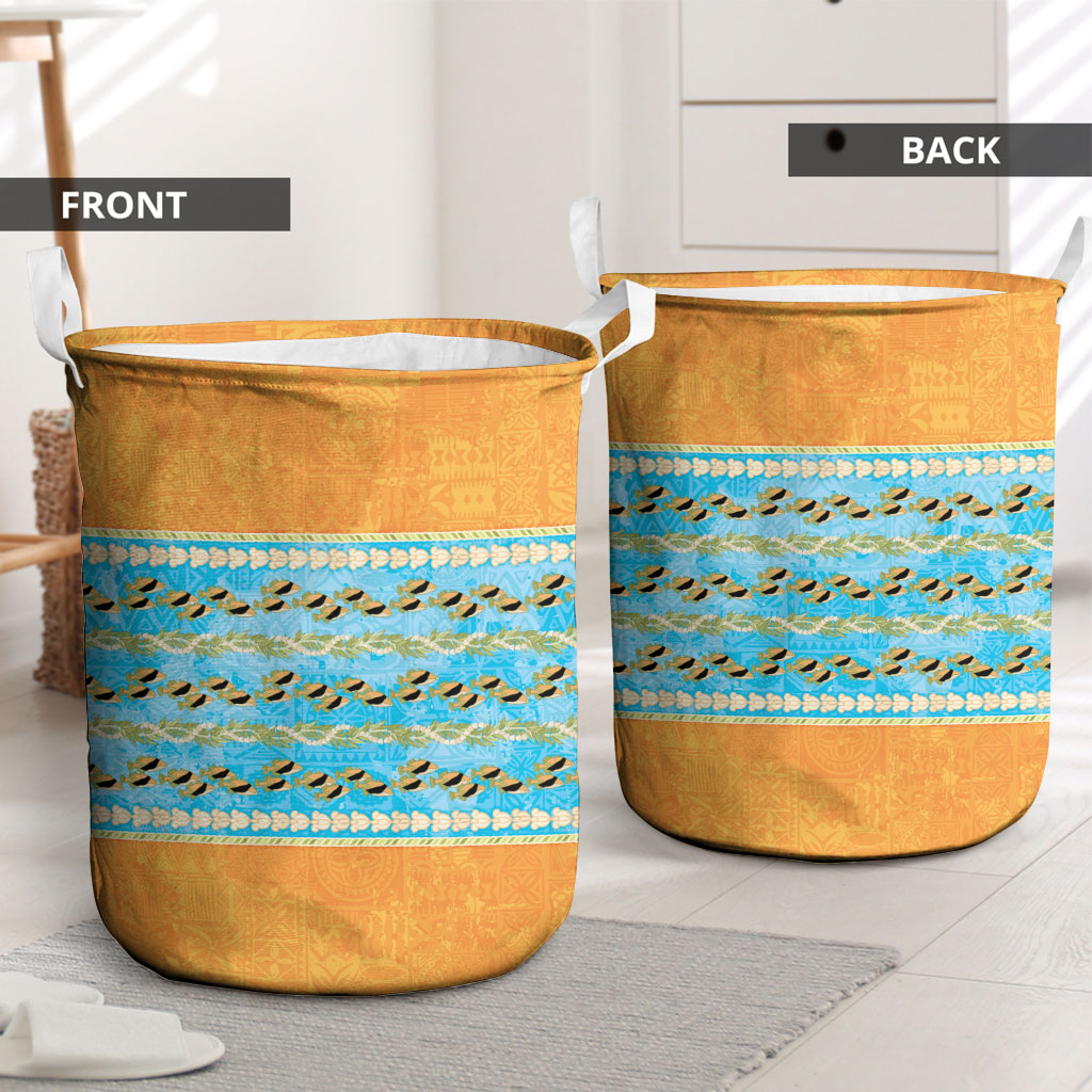 Hawaii Humuhumu Fish Maile Pikake Lei Laundry Basket Tribal Tapa Orange Version LT05 - Polynesian Pride