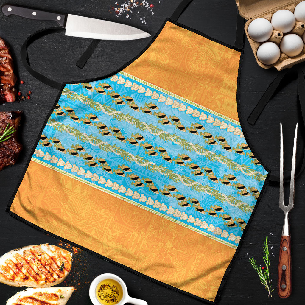 Hawaii Humuhumu Fish Maile Pikake Lei Apron Tribal Tapa Orange Version LT05 Orange - Polynesian Pride
