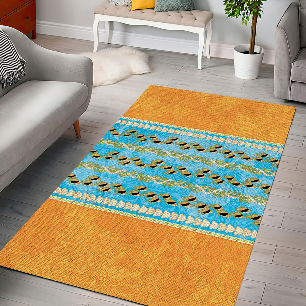 Hawaii Humuhumu Fish Maile Pikake Lei Area Rug Tribal Tapa Orange Version LT05 - Polynesian Pride