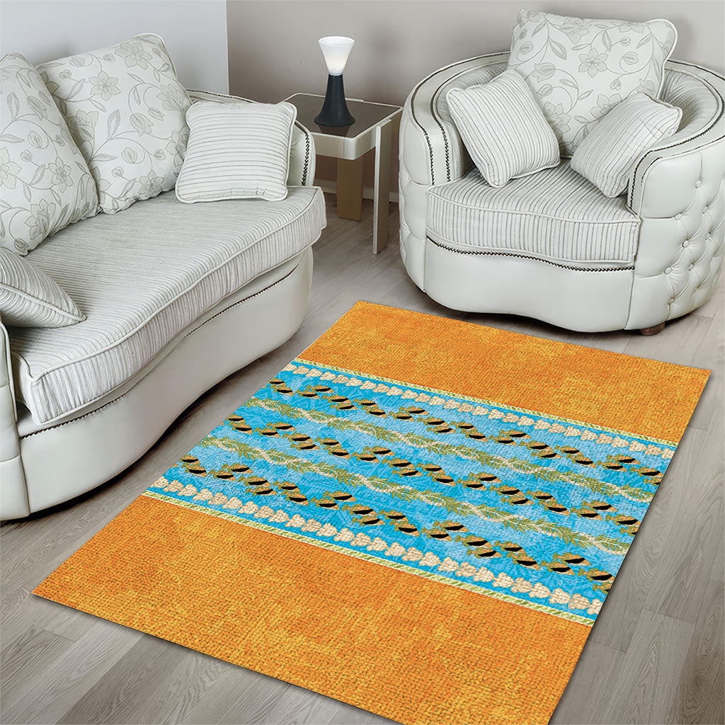 Hawaii Humuhumu Fish Maile Pikake Lei Area Rug Tribal Tapa Orange Version LT05 - Polynesian Pride