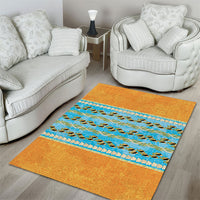 Hawaii Humuhumu Fish Maile Pikake Lei Area Rug Tribal Tapa Orange Version LT05 - Polynesian Pride