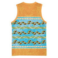 Hawaii Humuhumu Fish Maile Pikake Lei Basketball Jersey Tribal Tapa Orange Version LT05 - Polynesian Pride