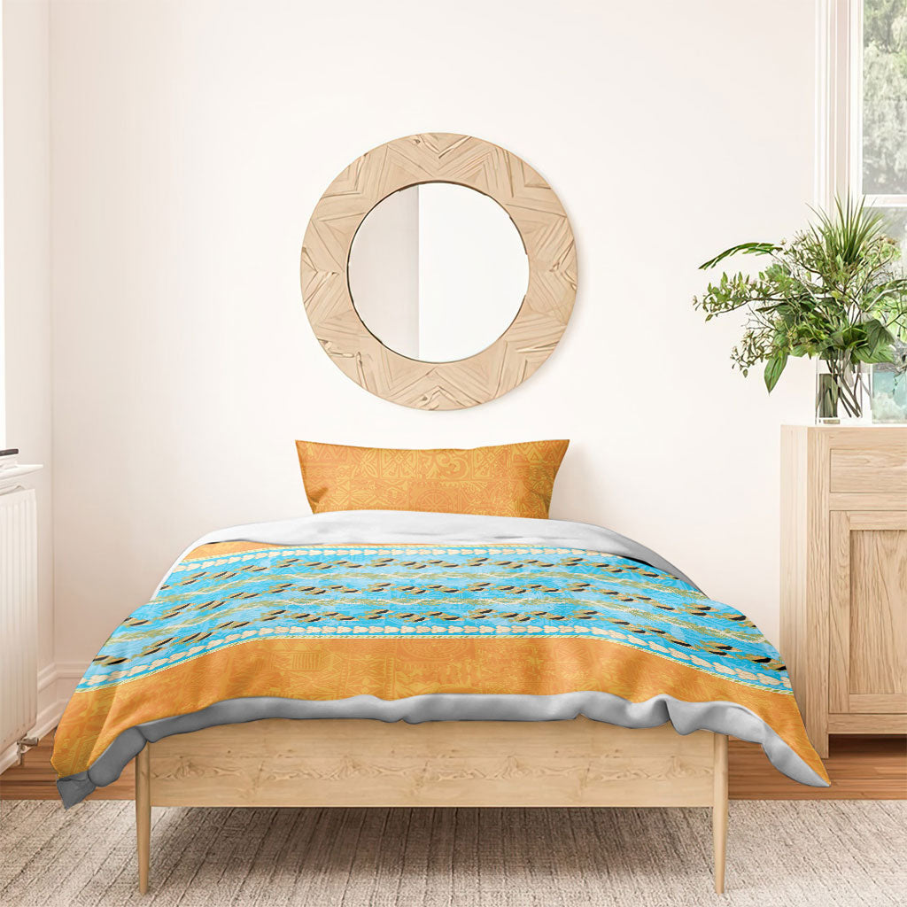 Hawaii Humuhumu Fish Maile Pikake Lei Bedding Set Tribal Tapa Orange Version LT05 - Polynesian Pride