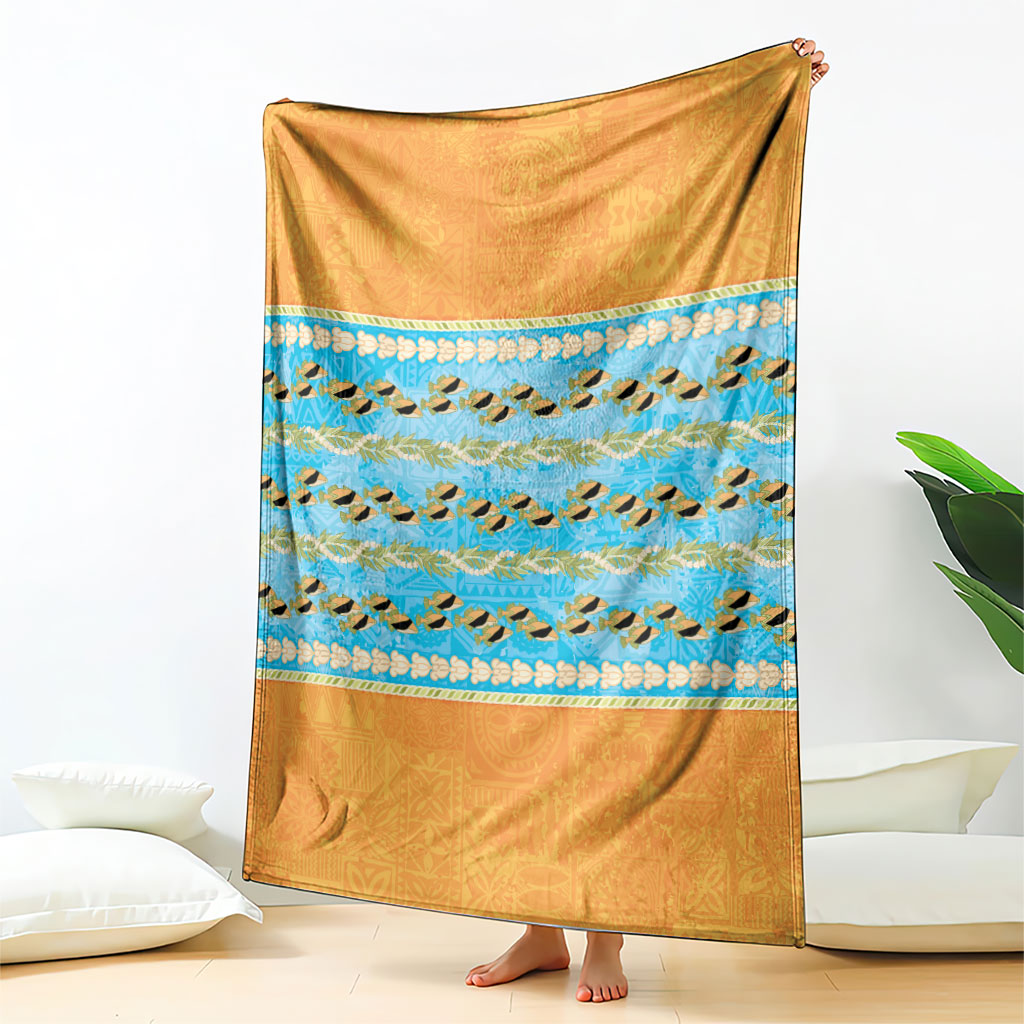 Hawaii Humuhumu Fish Maile Pikake Lei Blanket Tribal Tapa Orange Version LT05 - Polynesian Pride