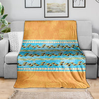 Hawaii Humuhumu Fish Maile Pikake Lei Blanket Tribal Tapa Orange Version LT05 - Polynesian Pride