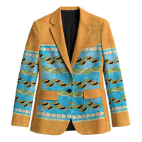 Hawaii Humuhumu Fish Maile Pikake Lei Blazer Tribal Tapa Orange Version LT05 Unisex Orange - Polynesian Pride