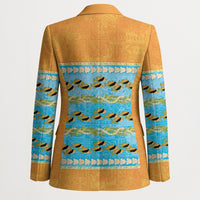 Hawaii Humuhumu Fish Maile Pikake Lei Blazer Tribal Tapa Orange Version LT05 - Polynesian Pride