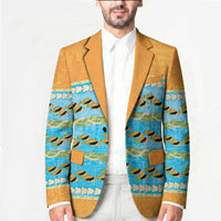 Hawaii Humuhumu Fish Maile Pikake Lei Blazer Tribal Tapa Orange Version LT05 - Polynesian Pride