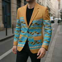 Hawaii Humuhumu Fish Maile Pikake Lei Blazer Tribal Tapa Orange Version LT05 - Polynesian Pride