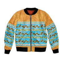 Hawaii Humuhumu Fish Maile Pikake Lei Bomber Jacket Tribal Tapa Orange Version LT05 Unisex Orange - Polynesian Pride