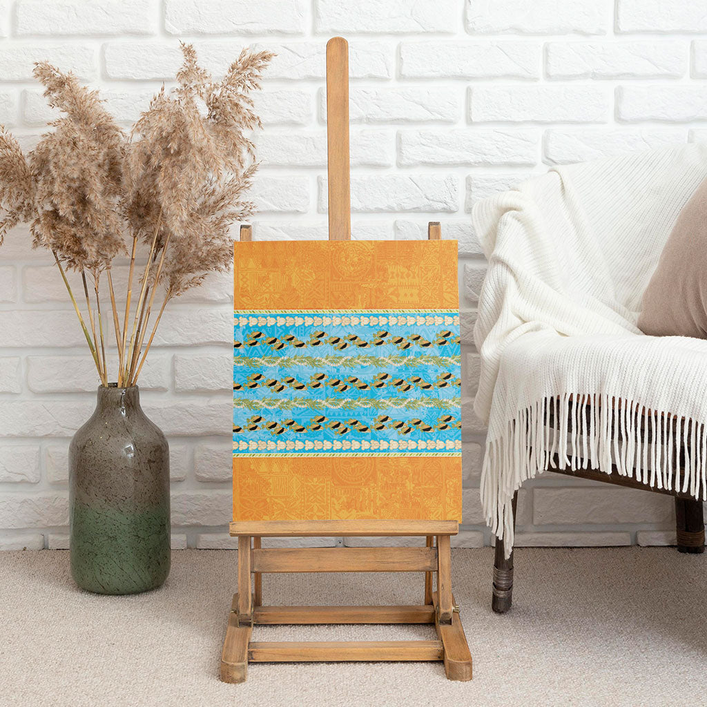 Hawaii Humuhumu Fish Maile Pikake Lei Canvas Wall Art Tribal Tapa Orange Version LT05 - Polynesian Pride