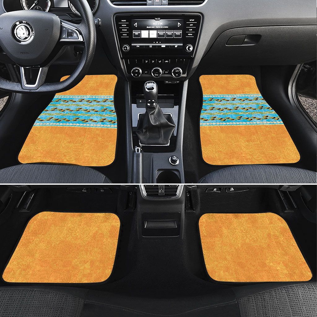 Hawaii Humuhumu Fish Maile Pikake Lei Car Mats Tribal Tapa Orange Version LT05 Set 4pcs Orange - Polynesian Pride