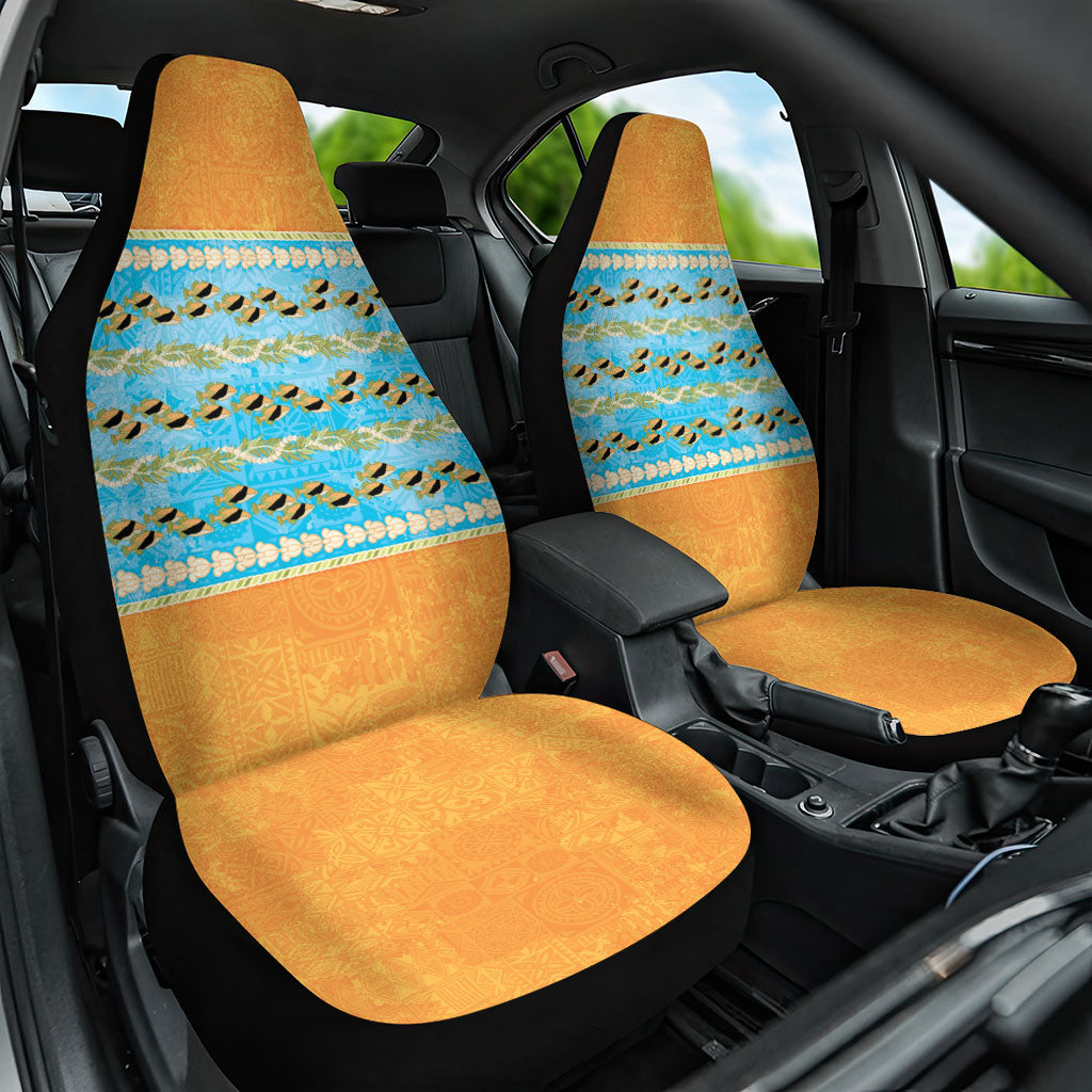 Hawaii Humuhumu Fish Maile Pikake Lei Car Seat Cover Tribal Tapa Orange Version LT05 One Size Orange - Polynesian Pride
