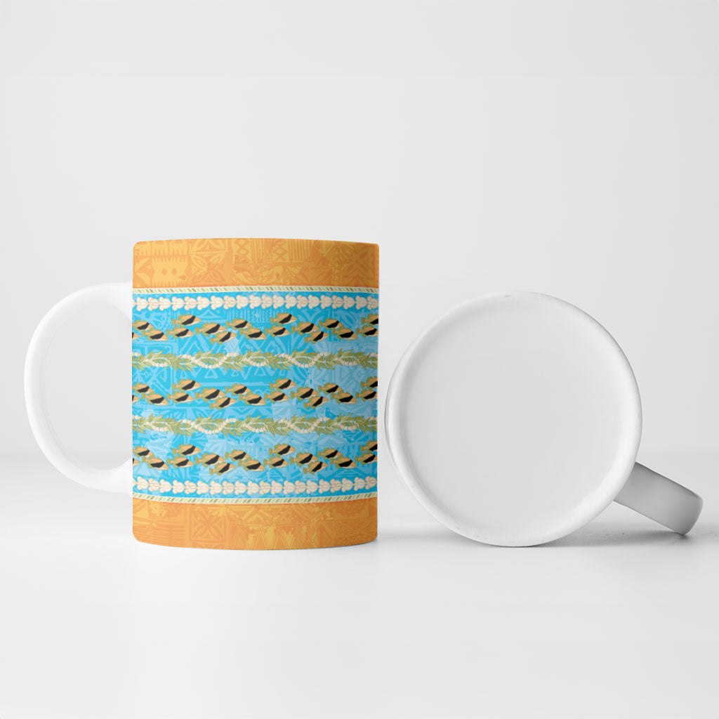 Hawaii Humuhumu Fish Maile Pikake Lei Ceramic Mug Tribal Tapa Orange Version LT05 - Polynesian Pride
