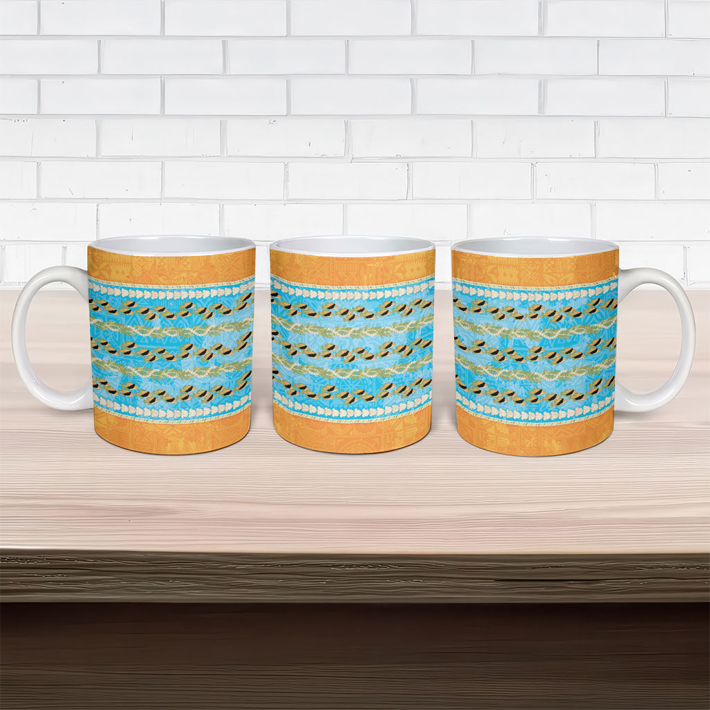 Hawaii Humuhumu Fish Maile Pikake Lei Ceramic Mug Tribal Tapa Orange Version LT05 - Polynesian Pride