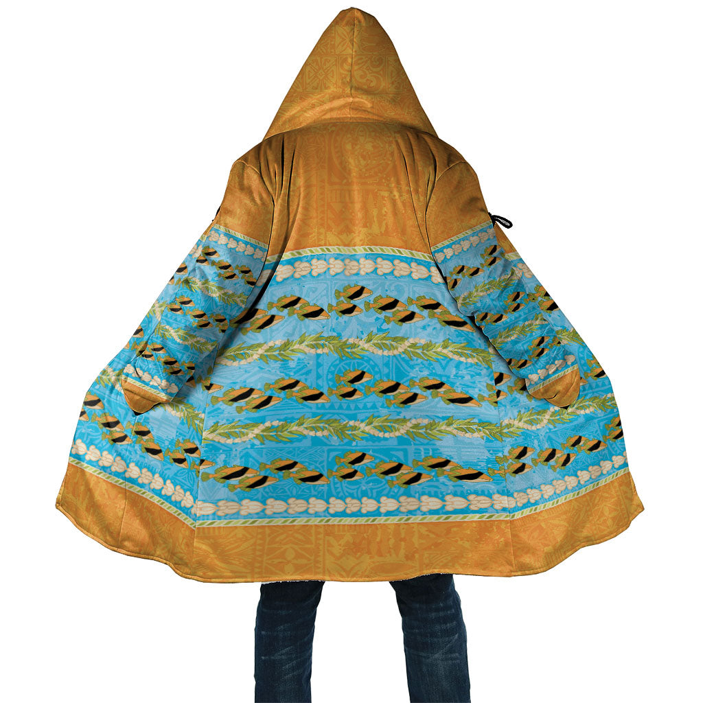 Hawaii Humuhumu Fish Maile Pikake Lei Cloak Tribal Tapa Orange Version LT05 Unisex Orange - Polynesian Pride