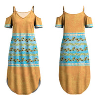 Hawaii Humuhumu Fish Maile Pikake Lei Couples Matching Summer Maxi Dress and Long Sleeve Button Shirt Tribal Tapa Orange Version LT05 - Polynesian Pride