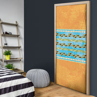 Hawaii Humuhumu Fish Maile Pikake Lei Door Cover Tribal Tapa Orange Version LT05 - Polynesian Pride