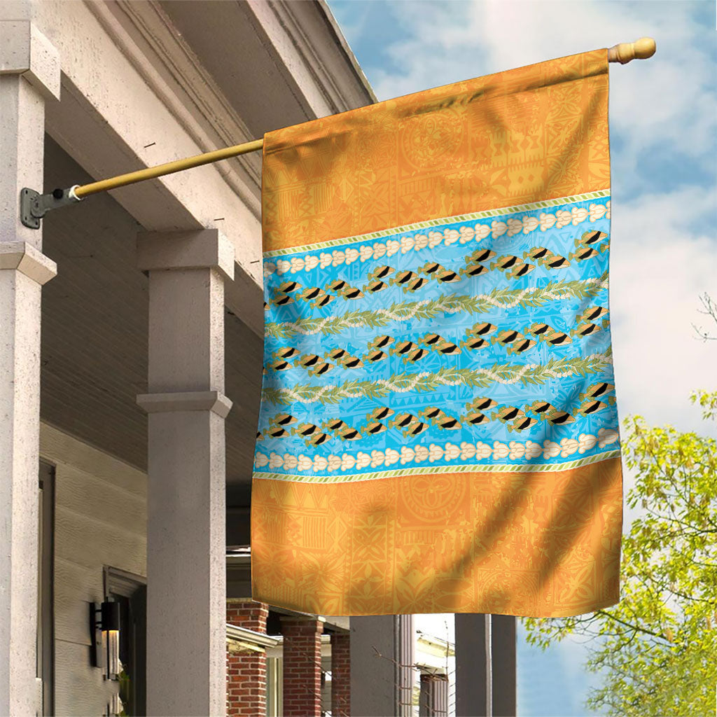 Hawaii Humuhumu Fish Maile Pikake Lei Garden Flag Tribal Tapa Orange Version LT05 House Flag Orange - Polynesian Pride