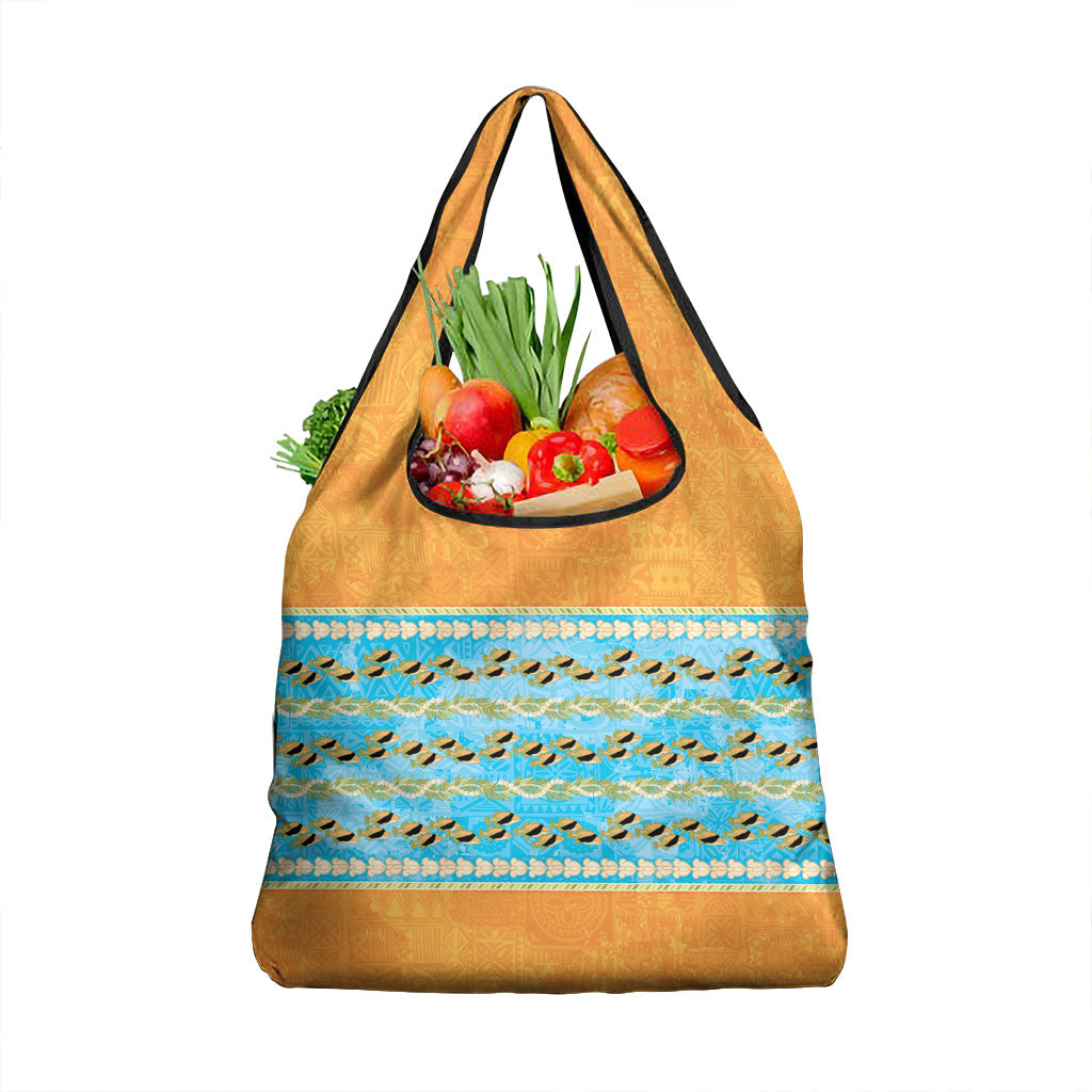 Hawaii Humuhumu Fish Maile Pikake Lei Grocery Bag Tribal Tapa Orange Version LT05 1-pack One Size Orange - Polynesian Pride