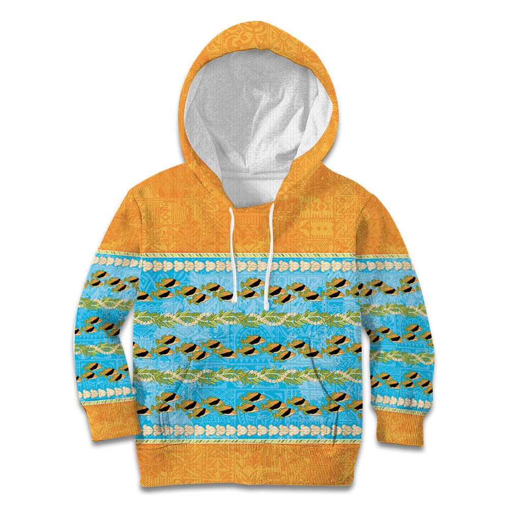 Hawaii Humuhumu Fish Maile Pikake Lei Kid Hoodie Tribal Tapa Orange Version LT05 Hoodie Orange - Polynesian Pride