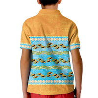 Hawaii Humuhumu Fish Maile Pikake Lei Kid Polo Shirt Tribal Tapa Orange Version LT05 - Polynesian Pride
